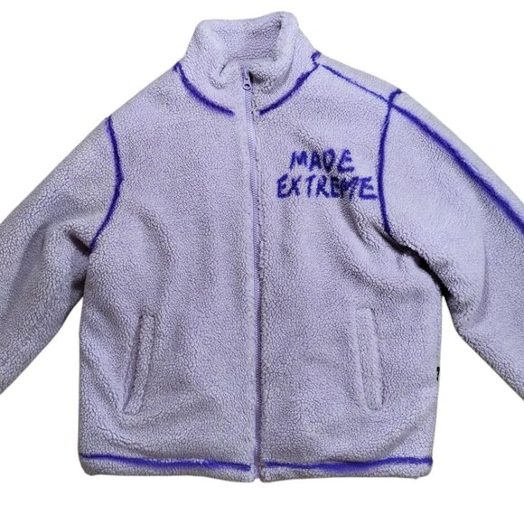 Made Extreme Faux Sherpa Oversized Teddy Bear Print Japanese Streetwear Coat XL - Picture 5 of 8